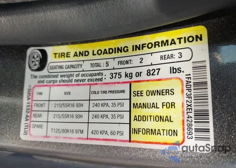 2014 Ford Focus Se from USA, damaged, VIN 1FADP3F2XEL428693